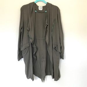 PPLA Green Hooded Utility Asymmetric Zip Jacket L